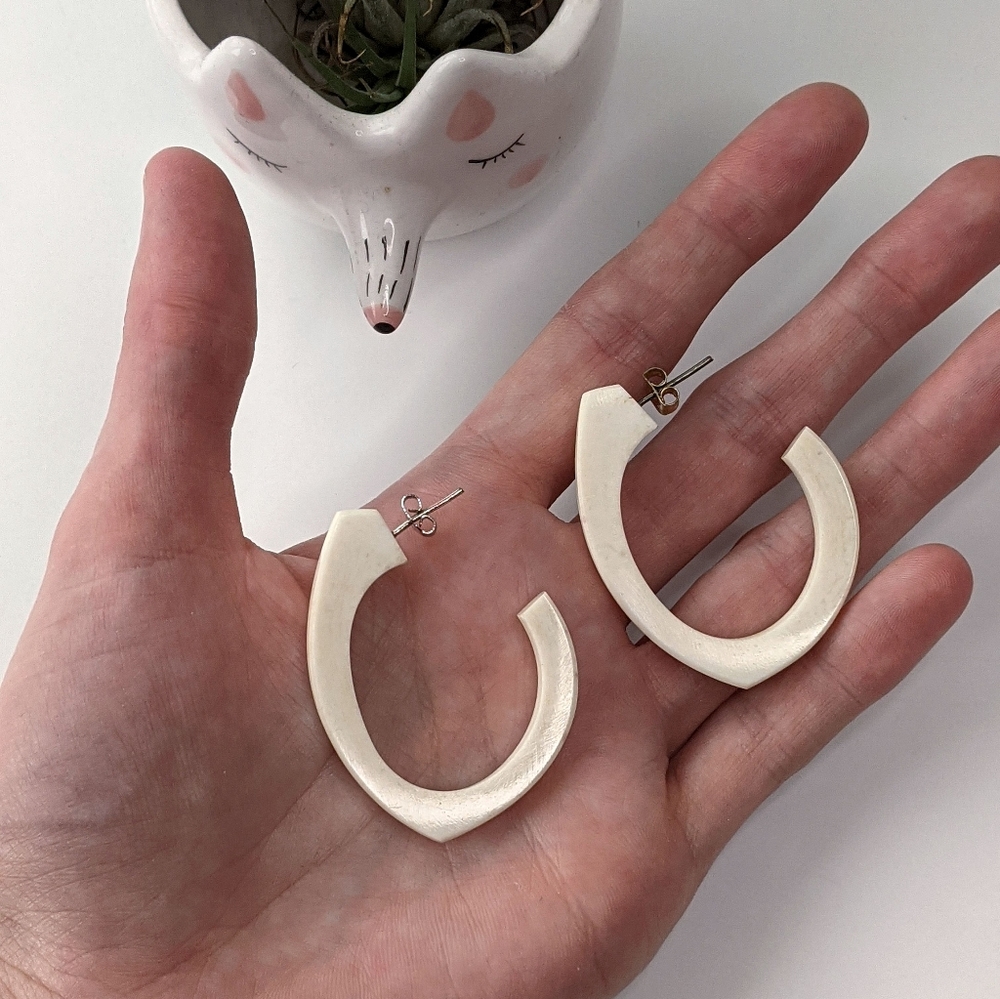 off-white geometric half hoop earrings